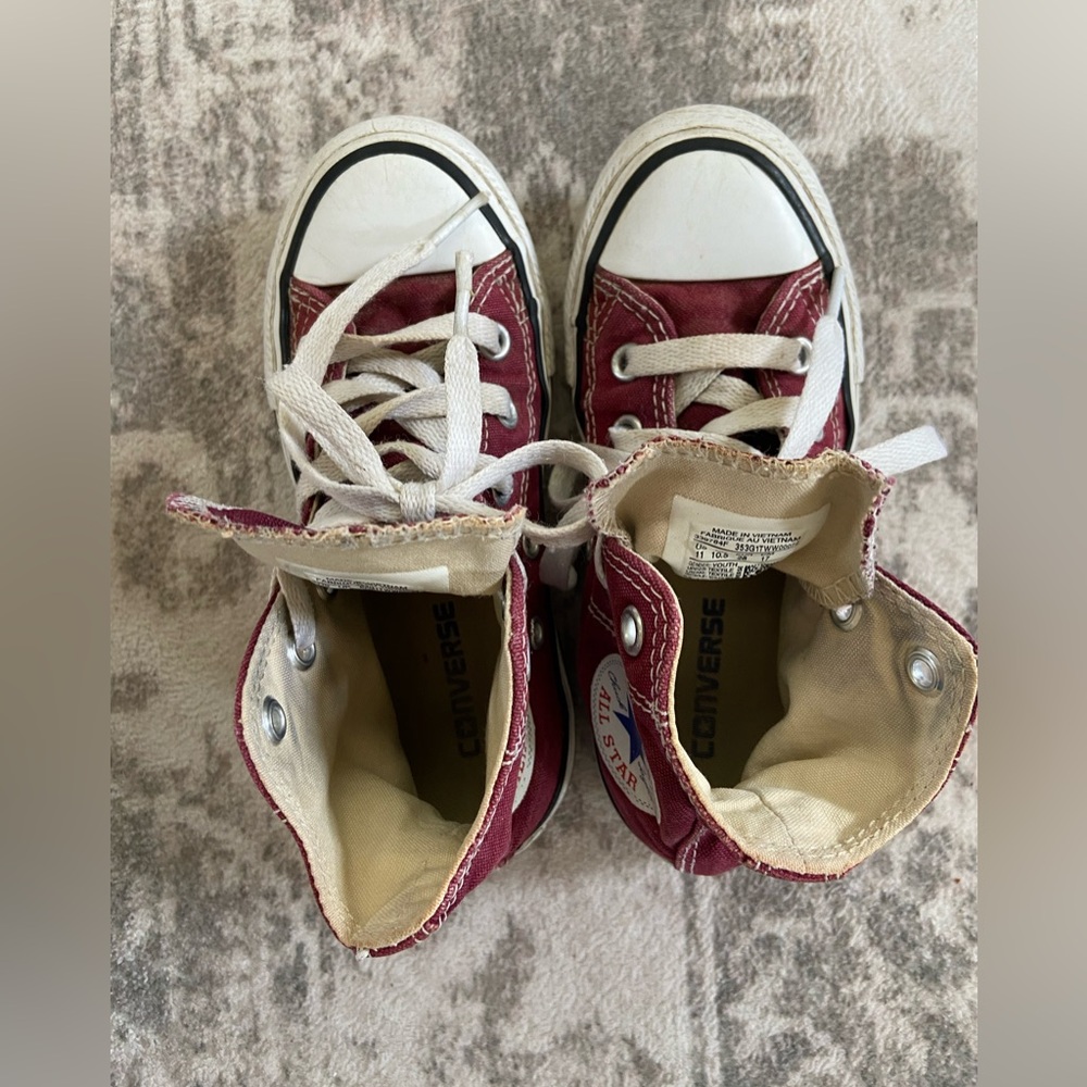 Kids Maroon Converse High-Tops Sneakers Sz 11 - Picture 9 of 10